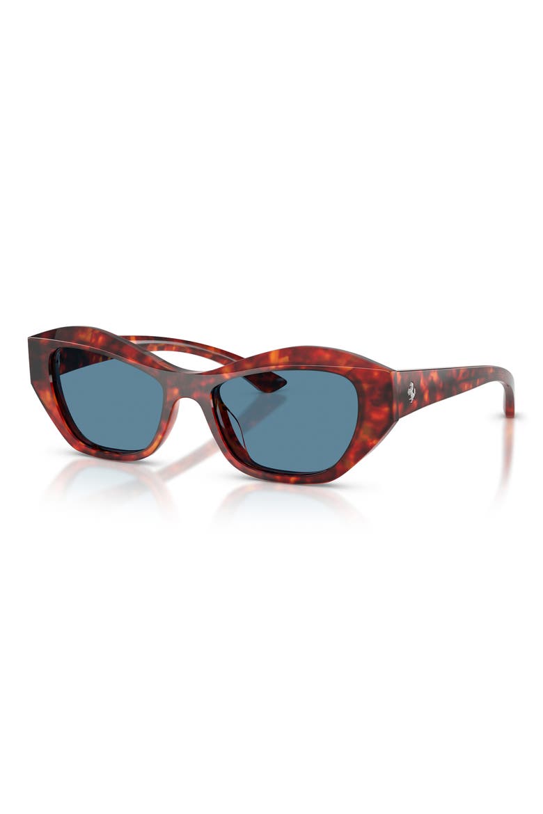 53mm Polarized Cat Eye Sunglasses, Alternate, color, HAVANA RED / POLAR BLUE
