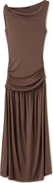 MANGO Asymmetric Gather Maxi Dress