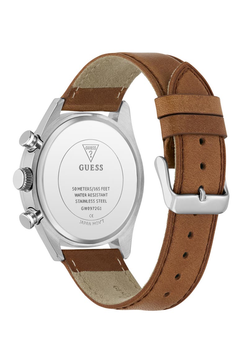 Dawson Chronograph Leather Strap Watch, 44mm, Alternate, color, BROWN