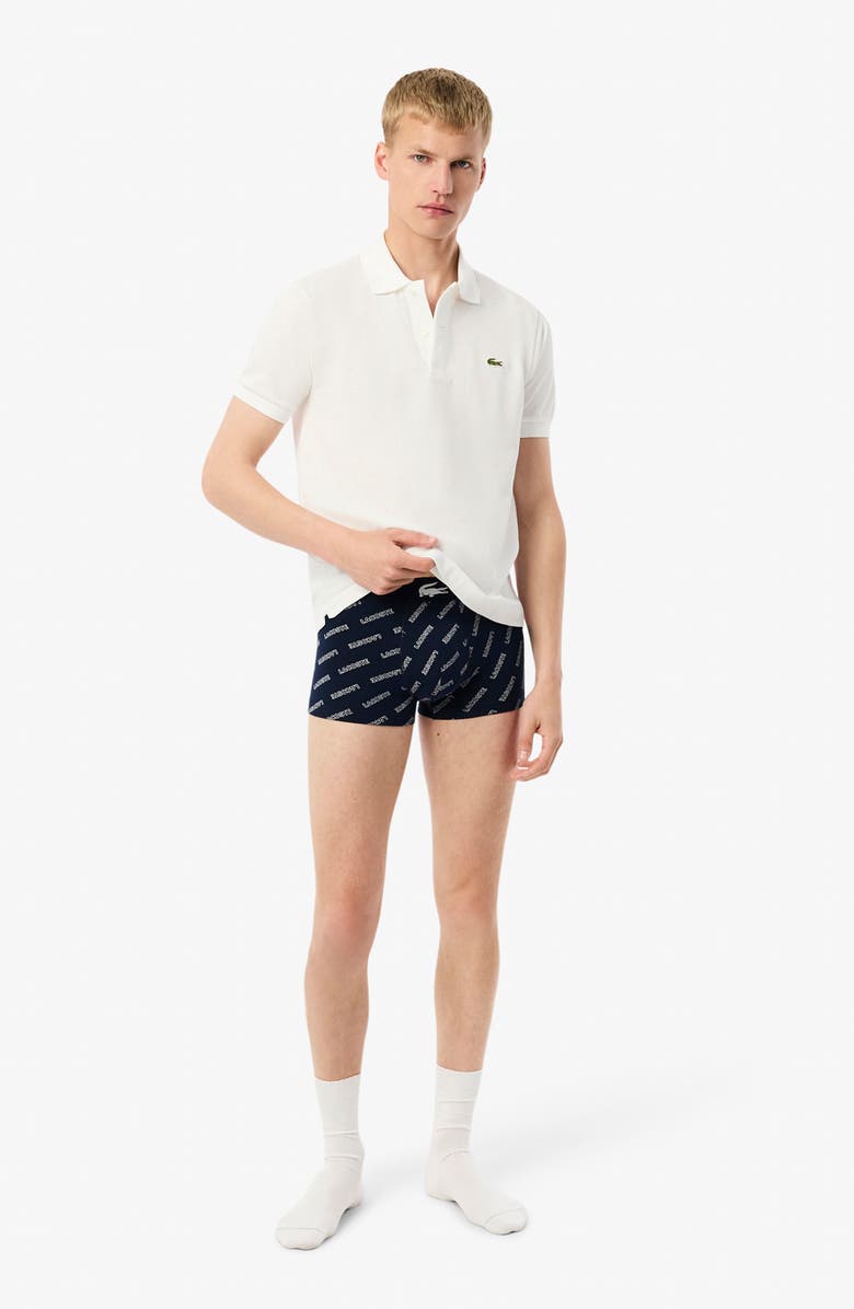 Lacoste Core Graphics Assorted 3-Pack Stretch Cotton Boxer Briefs, Alternate, color, Bck Navy Blue/ White-Silver