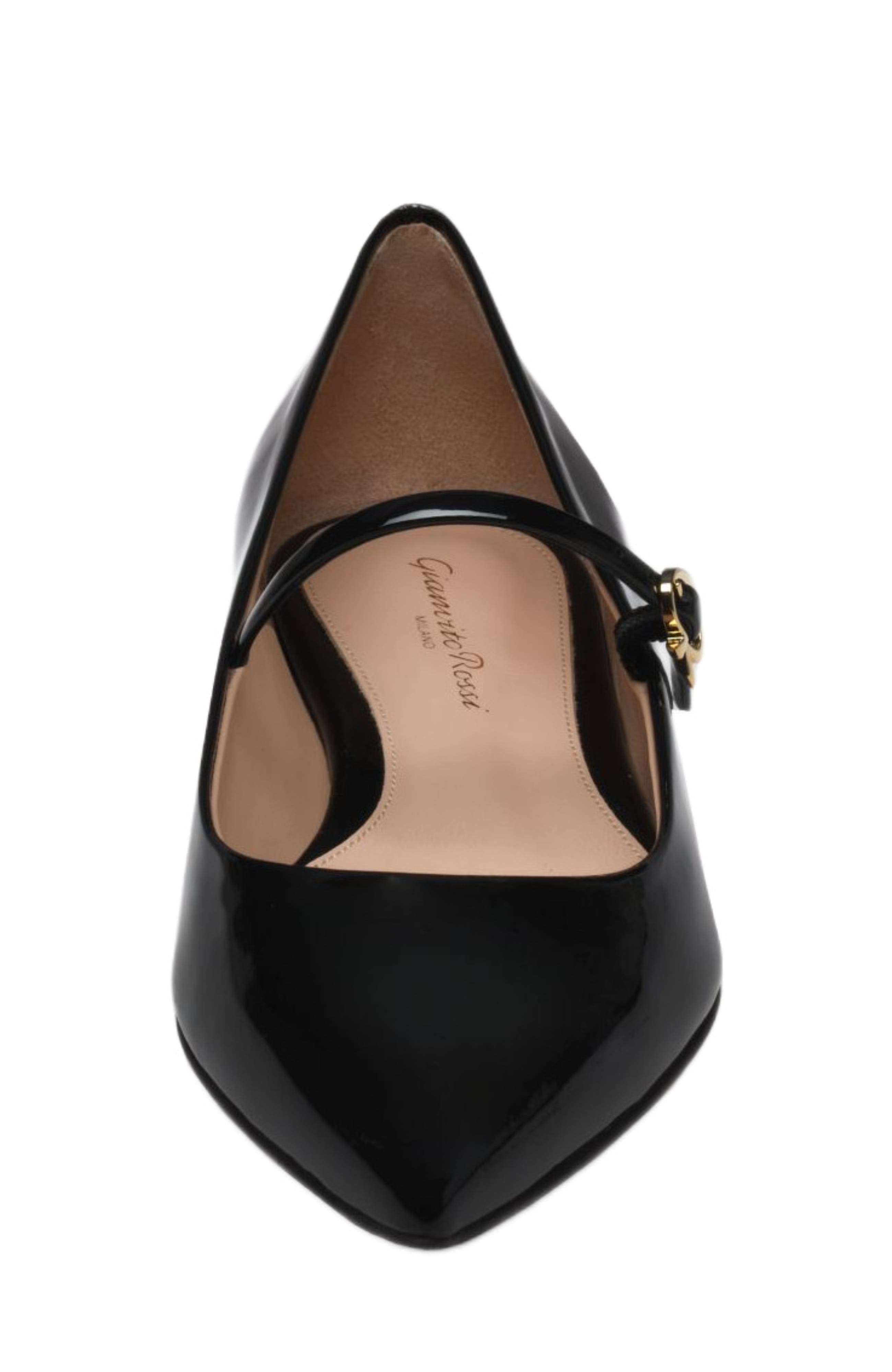 Gianvito Rossi Ribbon Jane Ballerina, Alternate, color, Black Patent