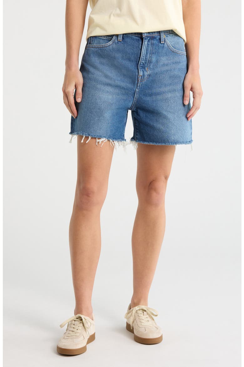 The Easy Fray Hem Denim Shorts, Main, color, MARAUD
