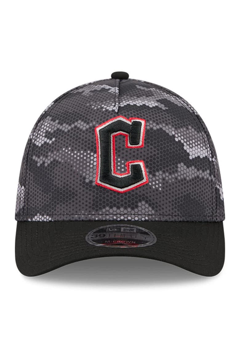 Men's New Era Black Cleveland Guardians Camo 39THIRTY A-Frame Flex Hat, Alternate, color, Black