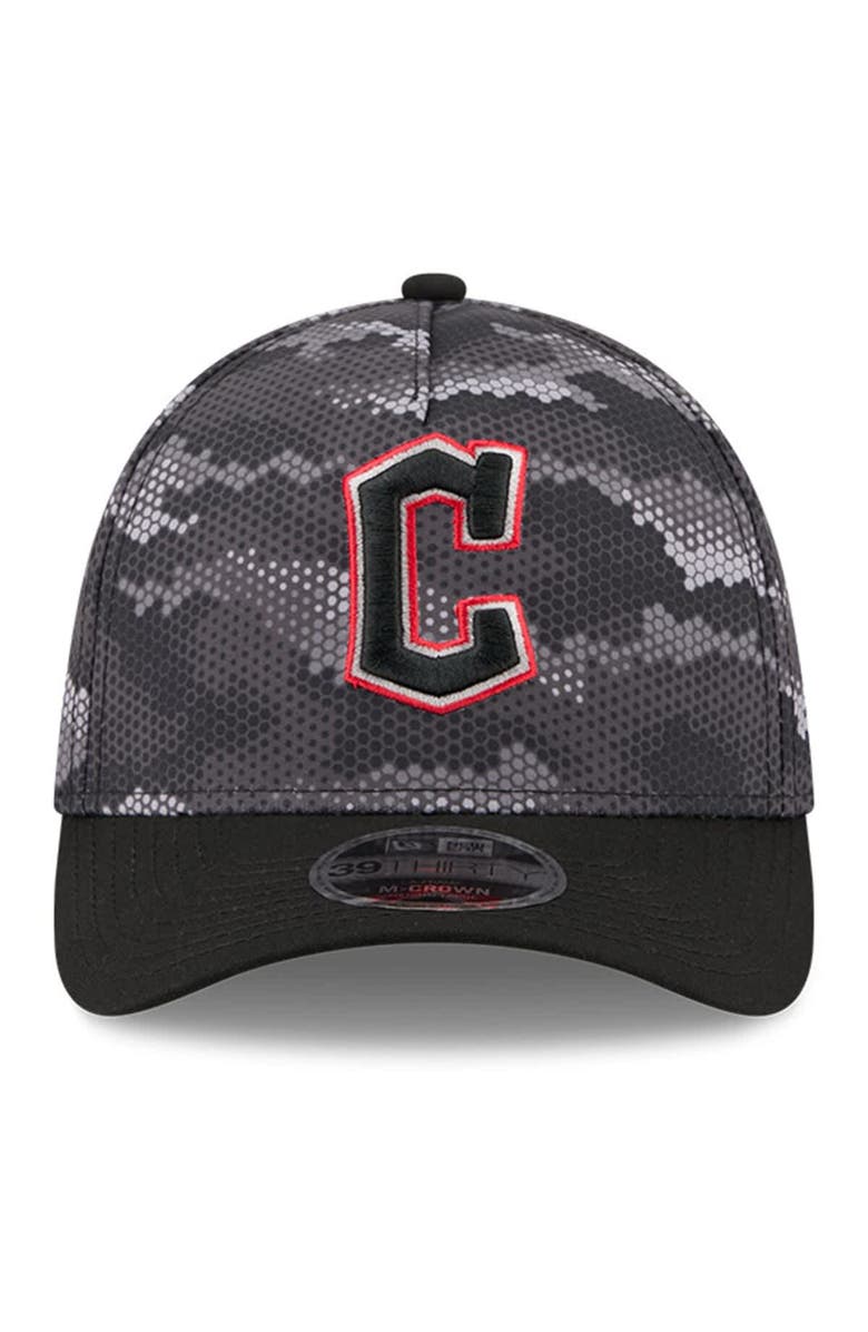 New Era Men's New Era Black Cleveland Guardians Camo 39THIRTY A-Frame Flex Hat, Alternate, color, Black
