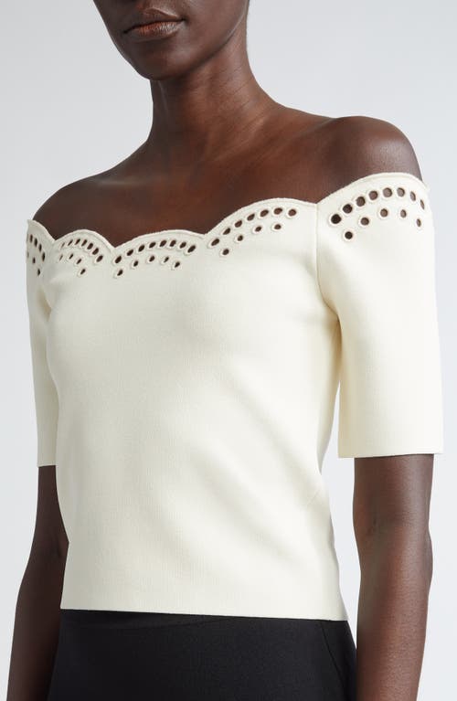 Altuzarra Posy Eyelet Embroidered Off The Shoulder Top In Ivory