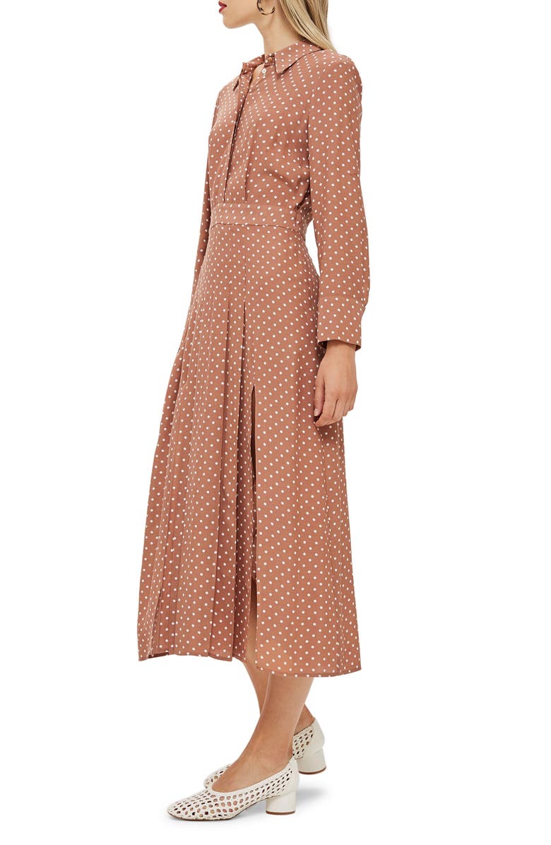 Topshop Spot Pleat Shirtdress, Alternate, color, 