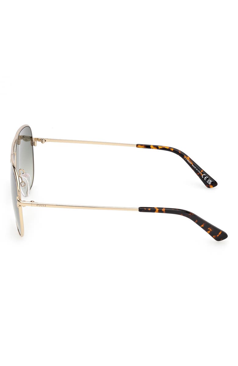 Emilio Pucci 60mm Pilot Sunglasses, Alternate, color, Gold/ Dark Havana / Grad Green