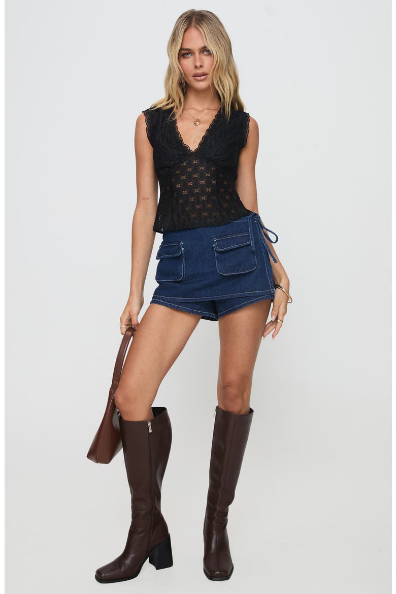 Gimmie Lace Tie Back Sleeveless Top, Alternate, color, BLACK