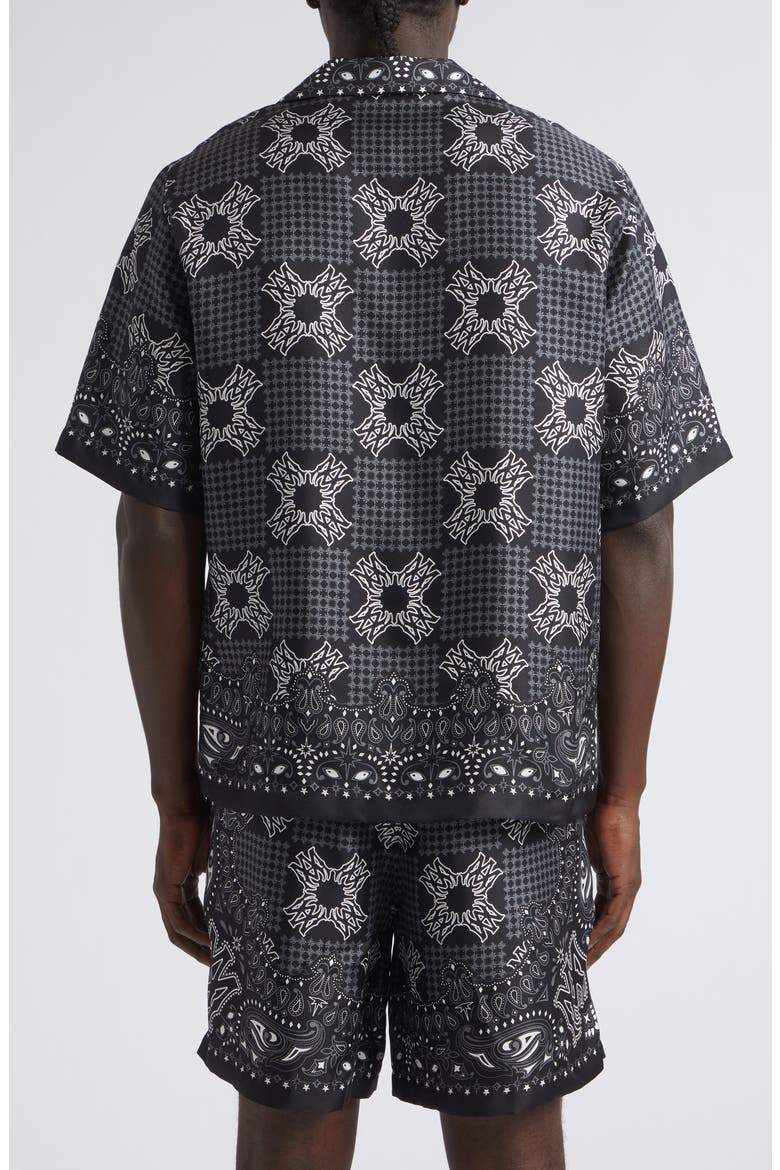 MA Check Silk Camp Shirt, Alternate, color, BLACK