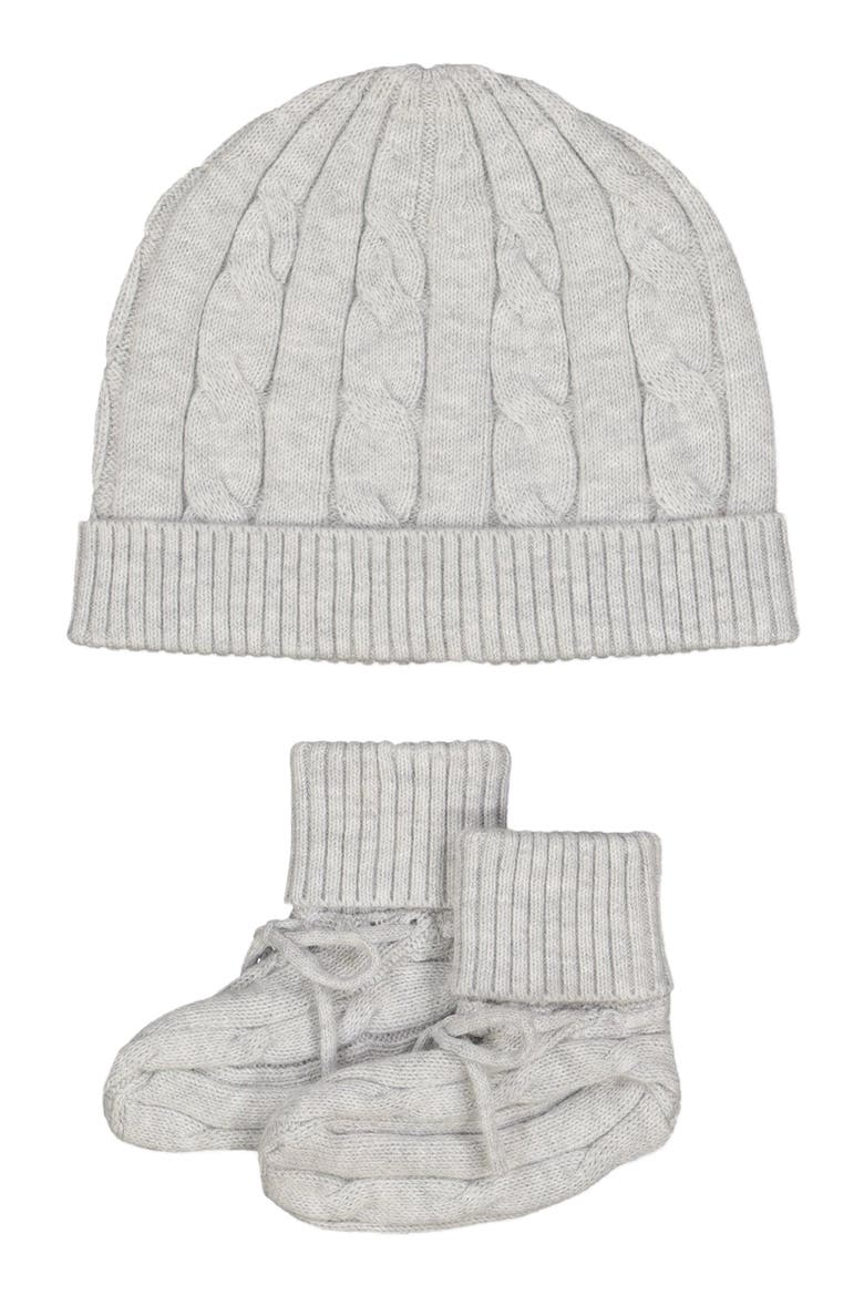 Baby Organic Cotton Sweater Beanie and Bootie Set, Main, color, Light Gray Heather