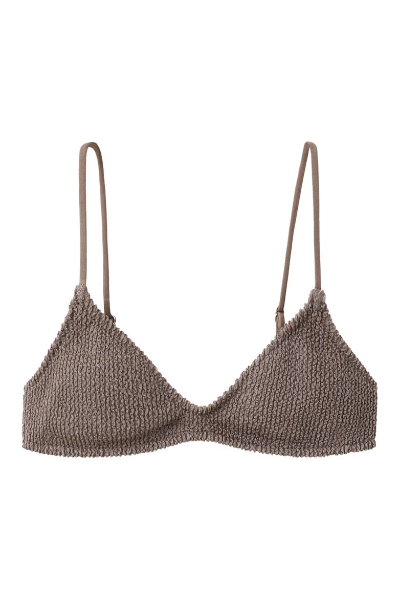 Textured Triangle Bikini Top, Main, color, LIGHT/ PASTEL BROWN