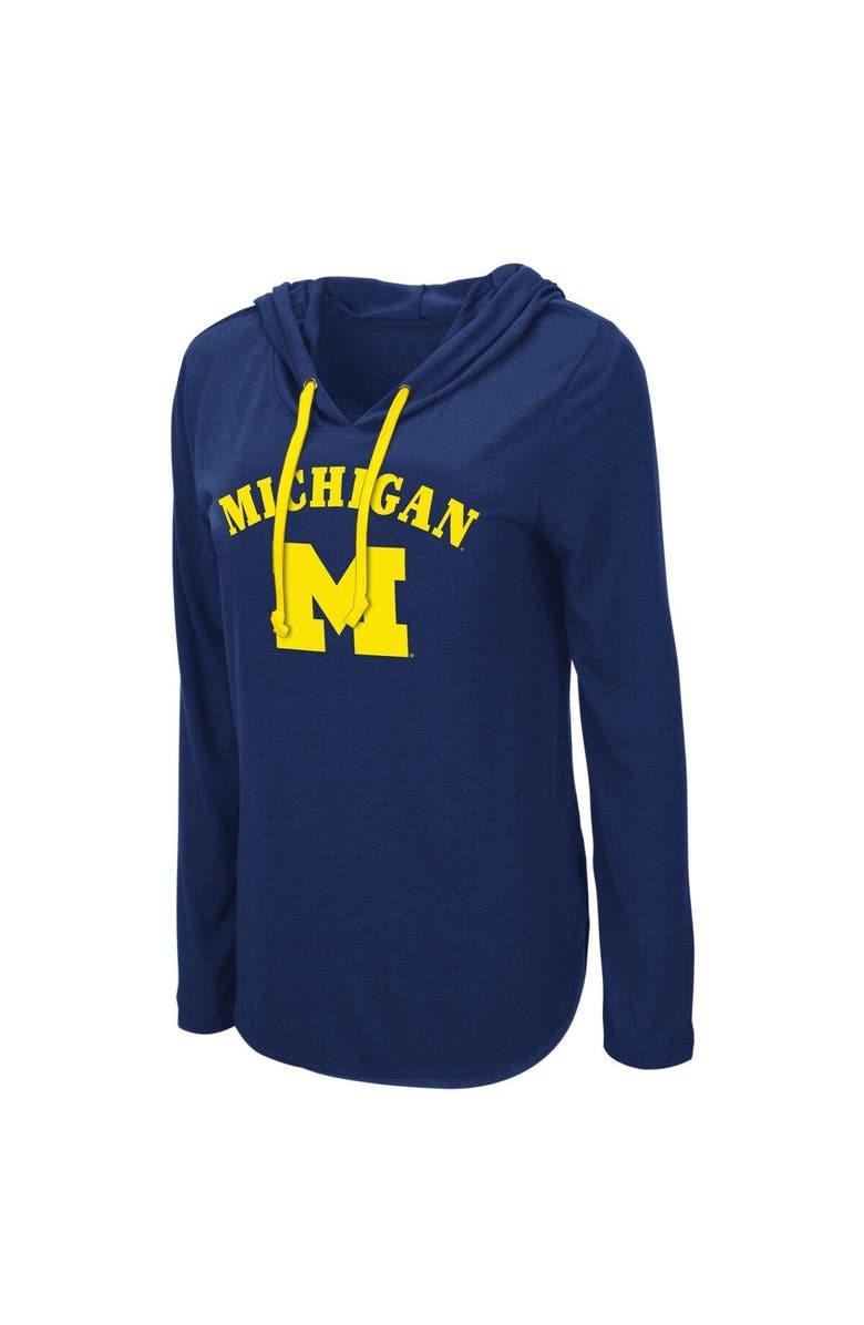COLOSSEUM Women's Colosseum Navy Michigan Wolverines My Lover Lightweight Hooded Long Sleeve T-Shirt, Alternate, color, Navy
