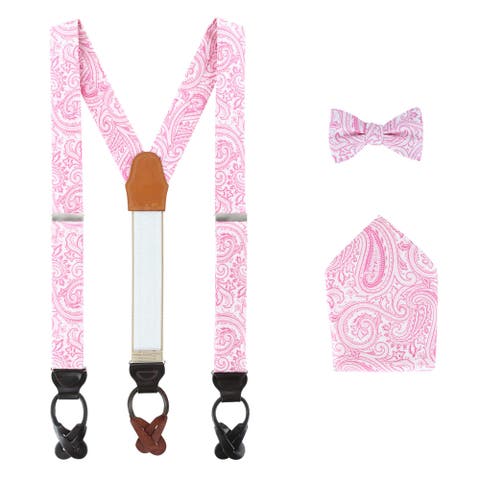 Sobee Paisley Brace Bow Tie & Pocket Square Set