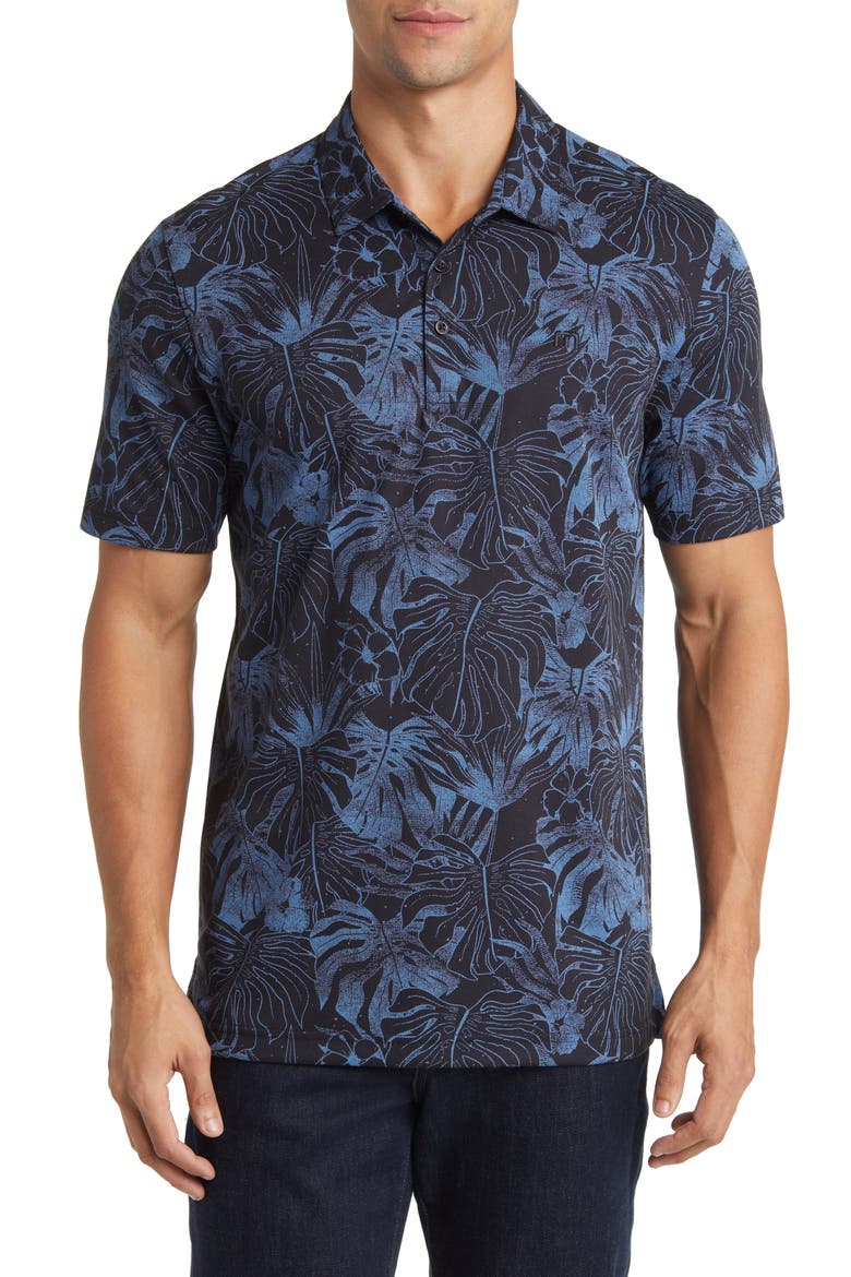 Mainlanders Floral Piqué Polo, Main, color, BLACK