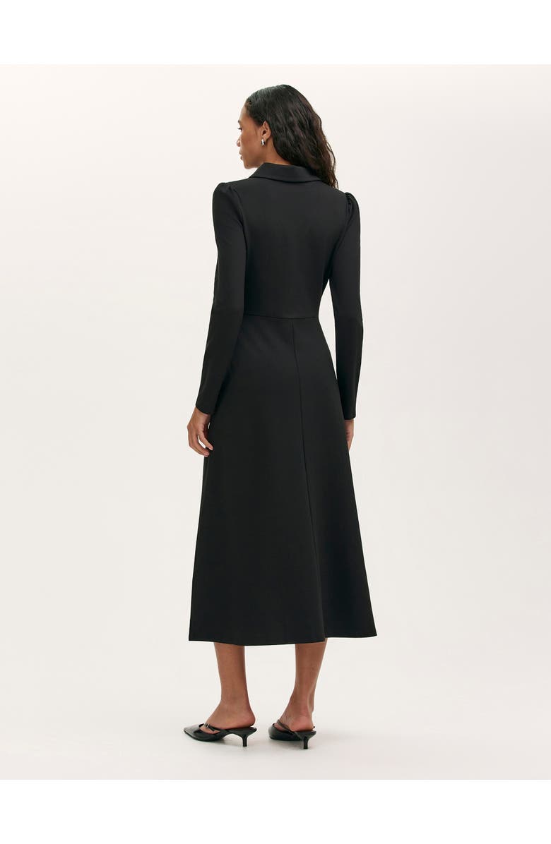 Finery London Elvira Ponte Jersey Zip Front Midi Dress, Alternate, color, Black