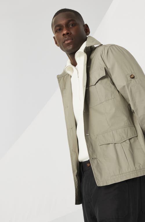 Brunello Cucinelli Waterproof Beige Techno Cotton Jacket In Khaki