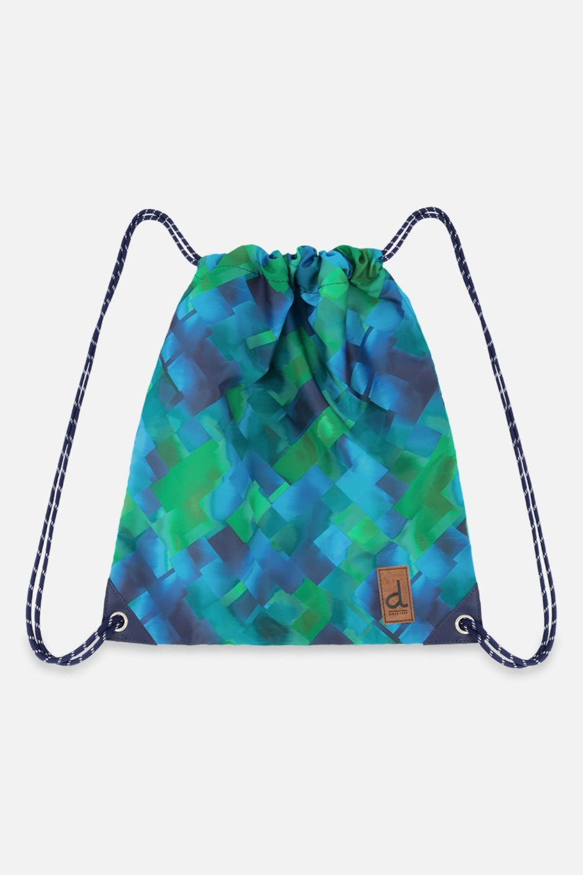 Deux par Deux Diamond Sporty Durable Everyday Drawstring Bag, Main, color, Blue Diamond Print