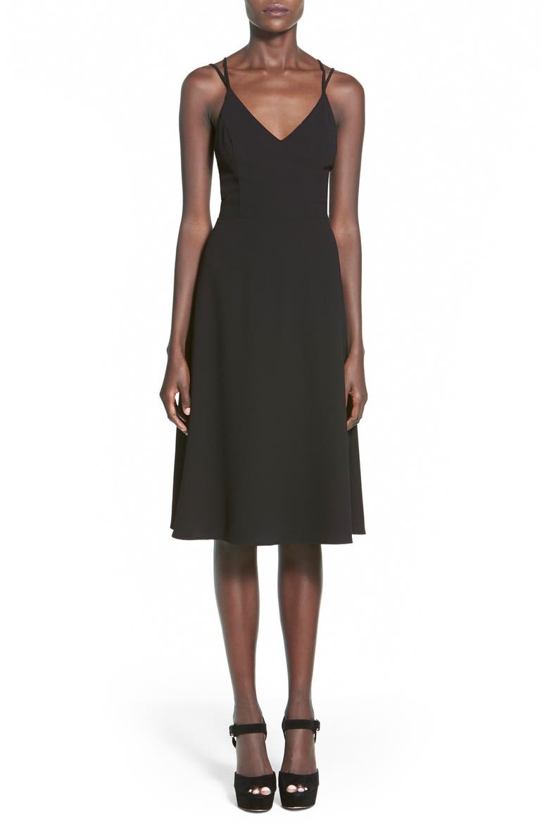ASTR Cross Back Midi Dress, Main, color, BLACK