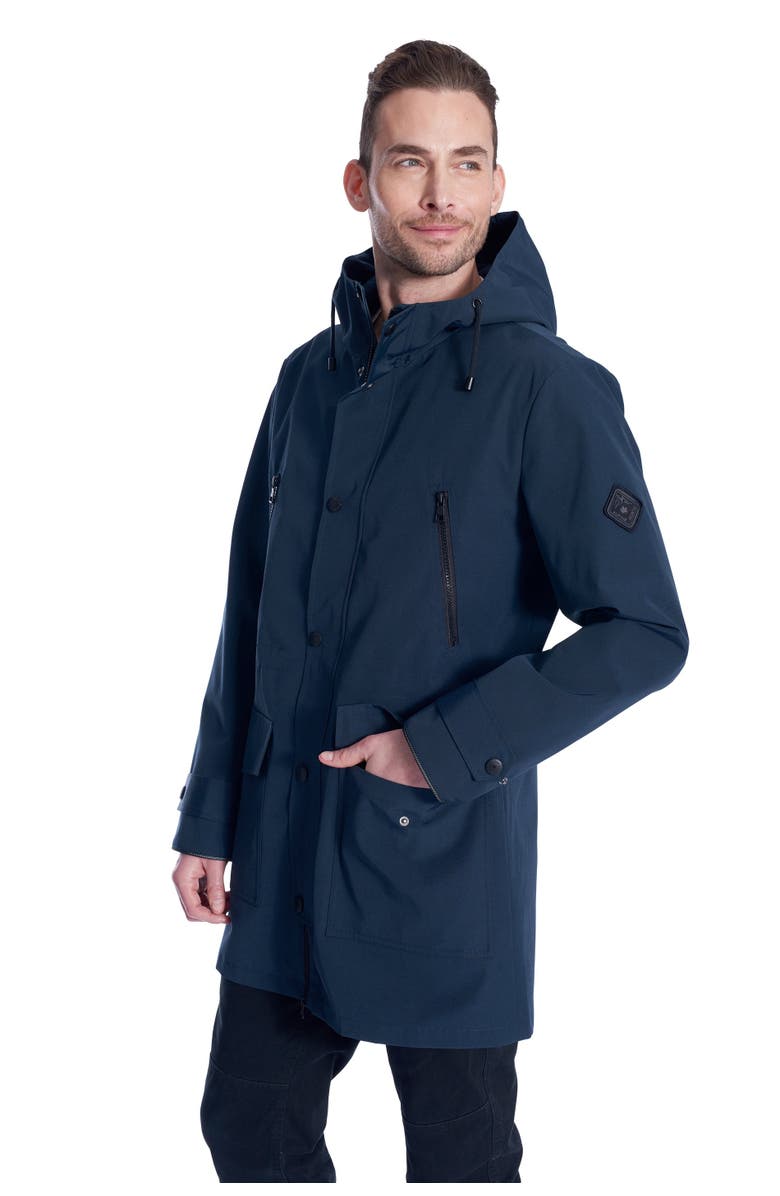 Alpine North BANKS - Weather Resistant Storm Jacket with Drawstring Hood Raincoat, Alternate, color, Navy