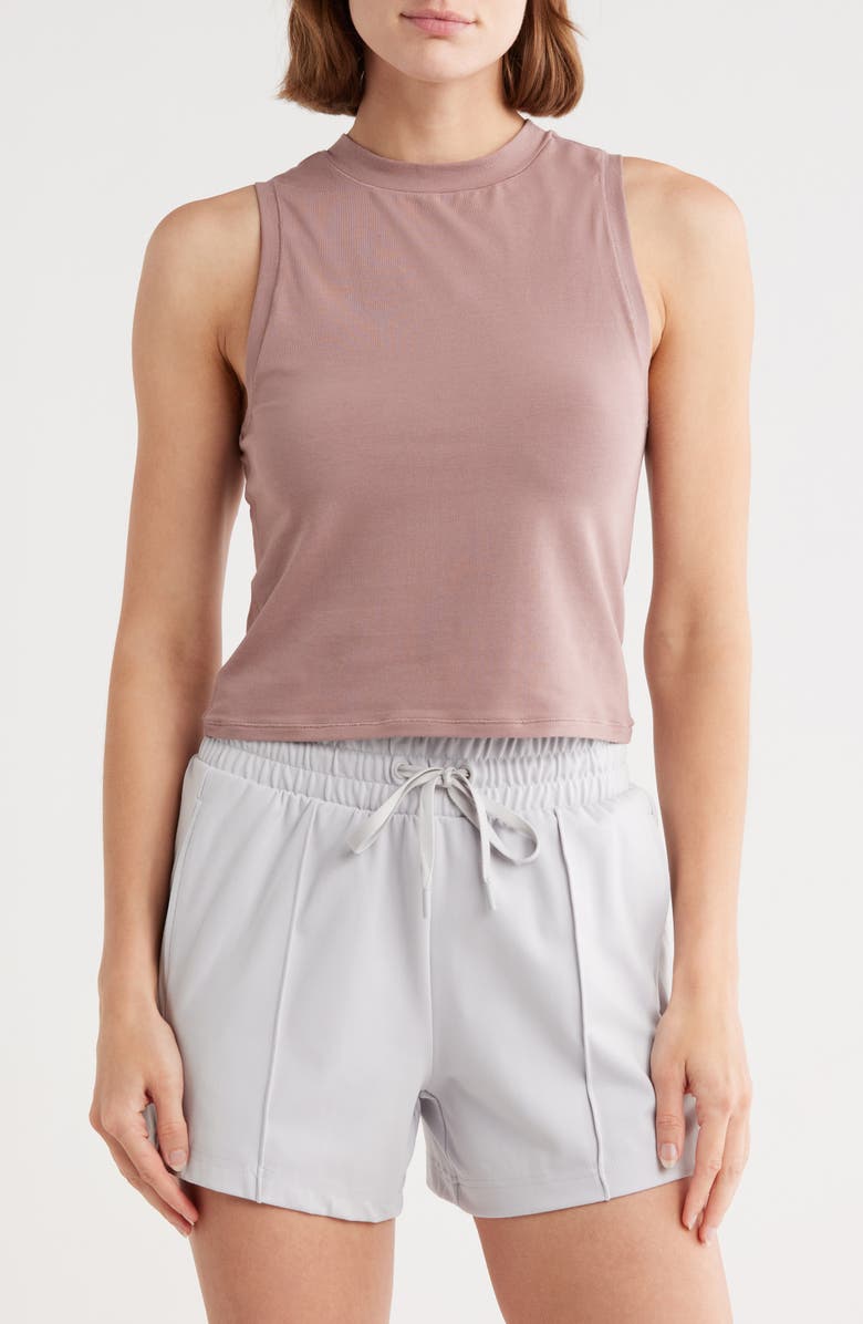 YOGALICIOUS Airlite Melissa Mock Neck Stretch Cotton Tank, Main, color, 