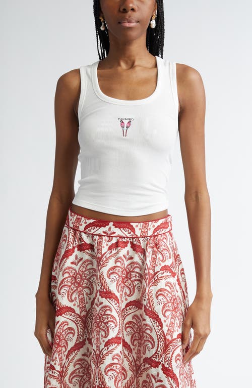 Shop Farm Rio Embroidered Cotton Rib Tank In Off-white