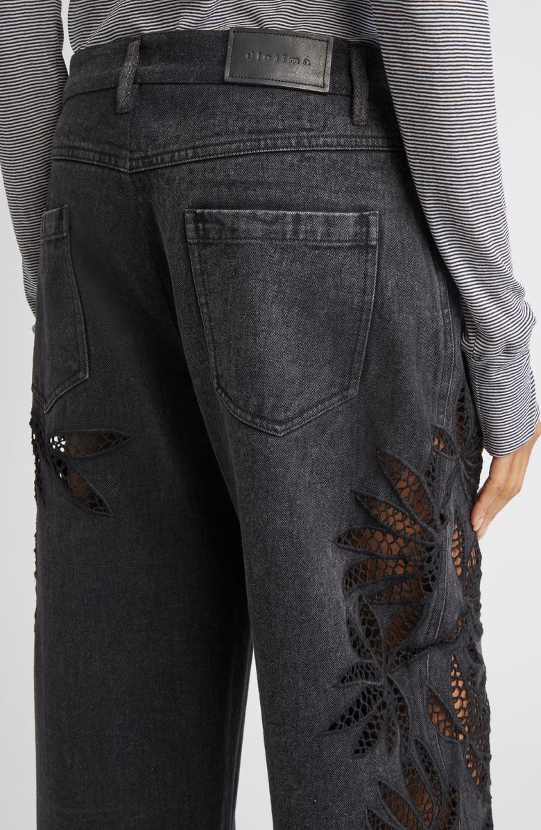 Diotima Stulla Lace Panel Wide Leg Jeans, Alternate, color, Black