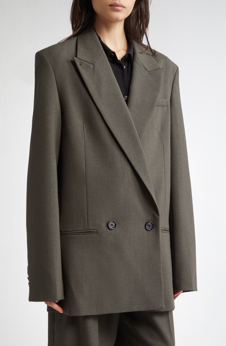TOTEME Shield Wool Blend Blazer, Alternate, color, Forest