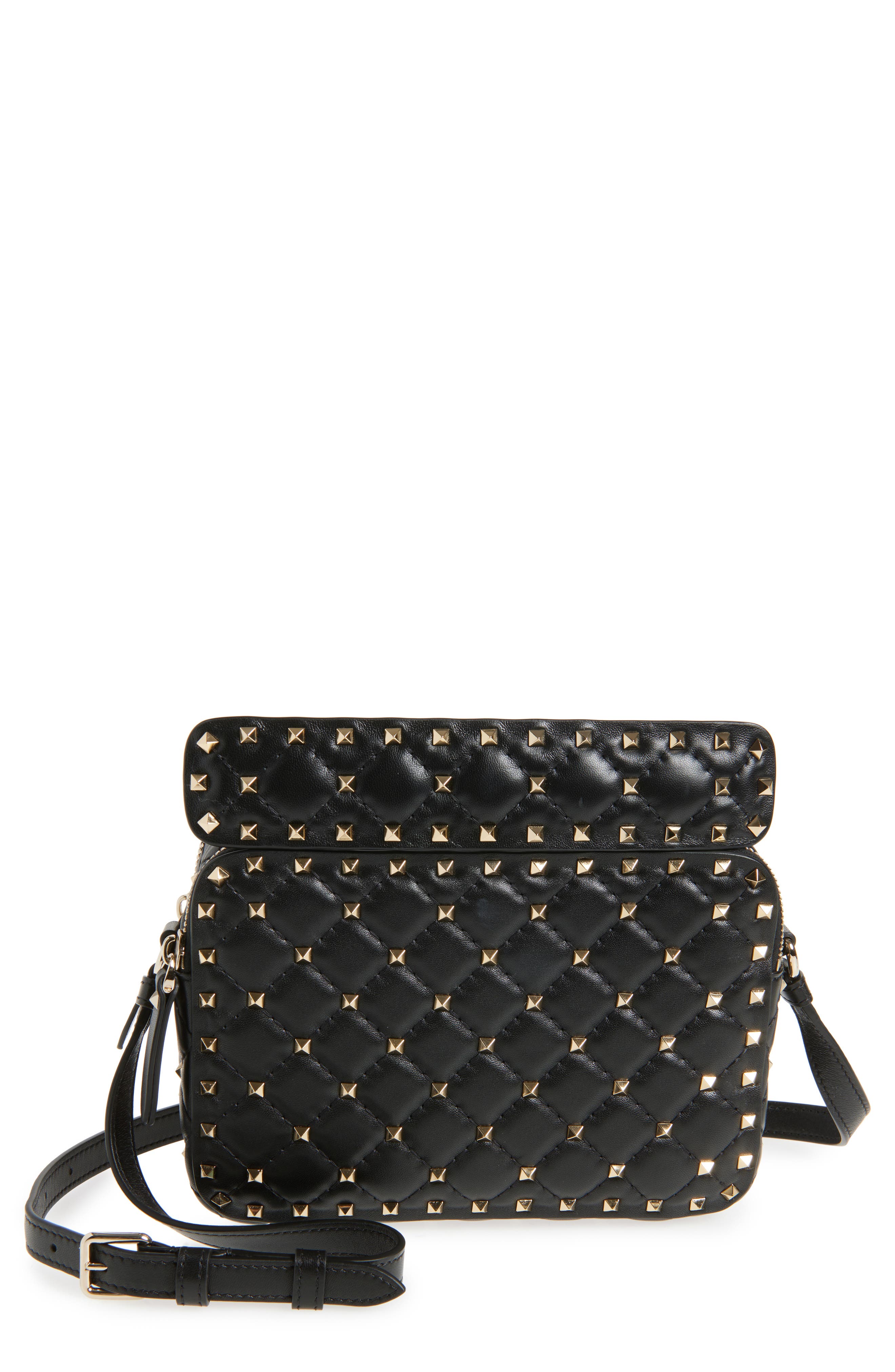 Valentino Garavani Rockstud Spike Leather Crossbody Bag, Main, color, 