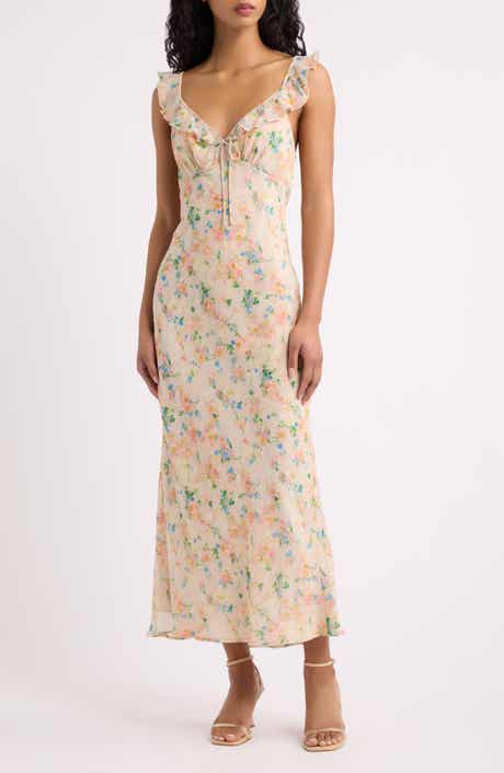 Mimi Floral Ruffle Strap Midi Dress