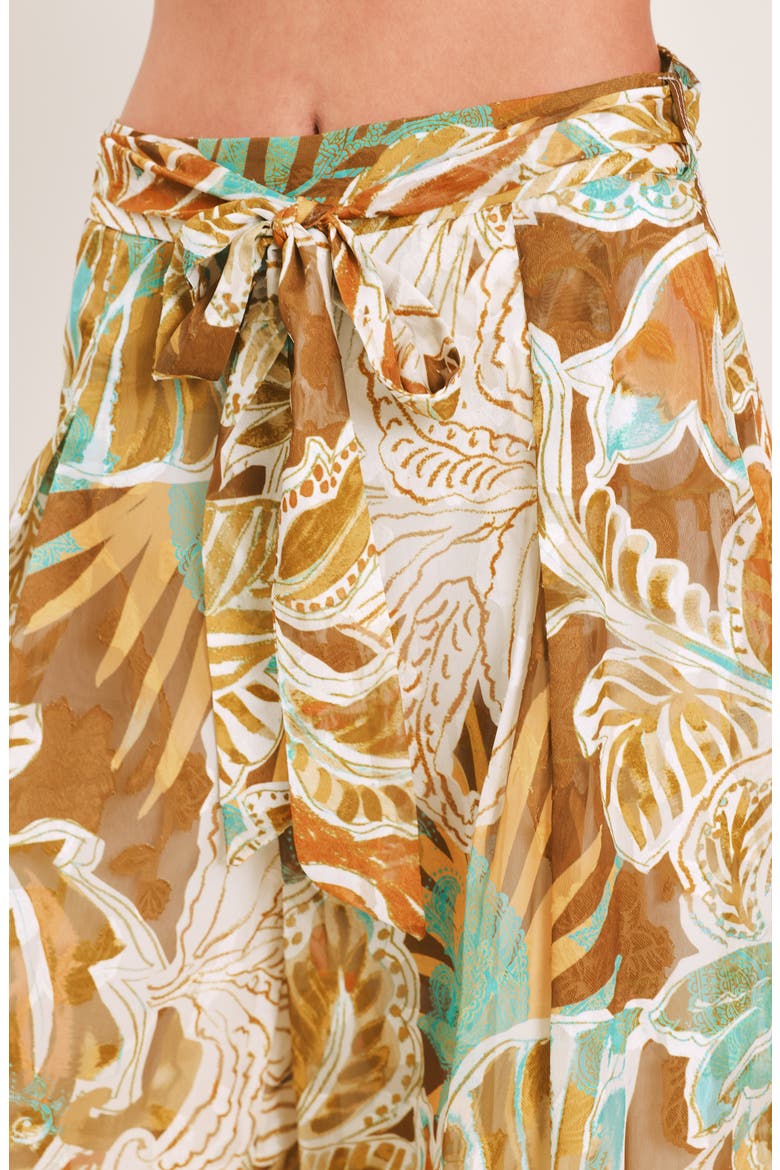 Print Wide Leg Pants, Alternate, color, BROWN