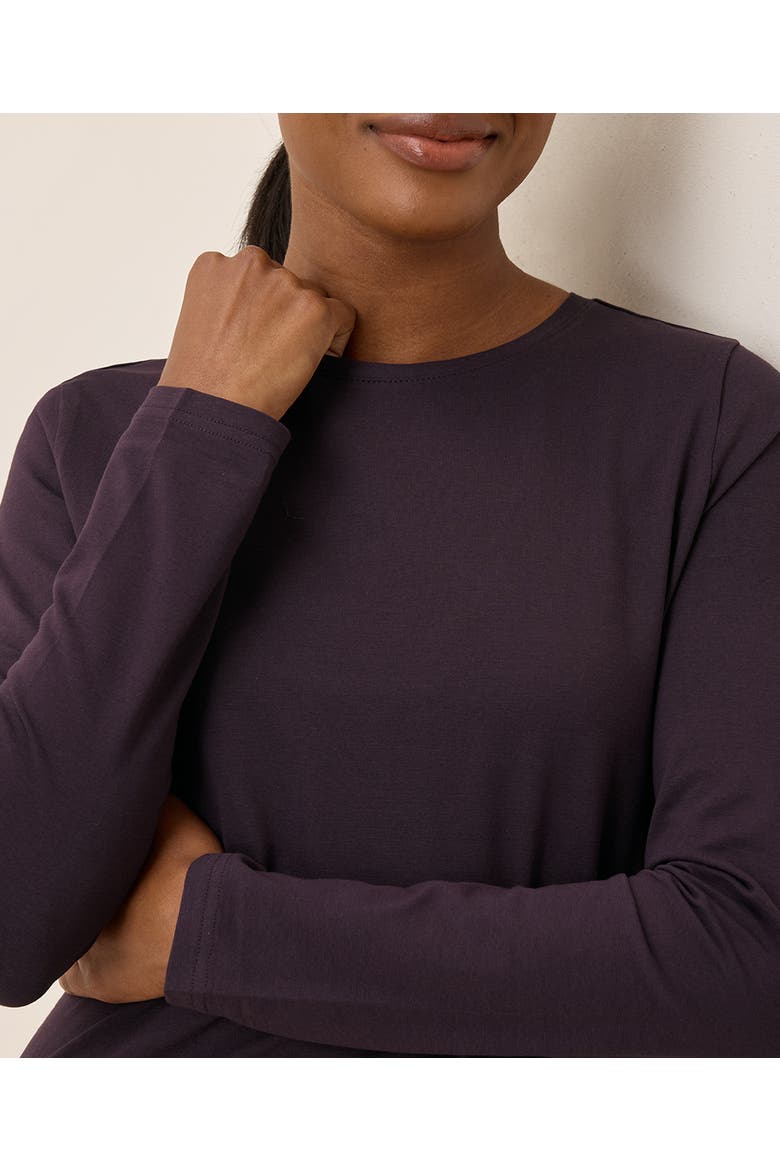 Luxe Stretch Jersey Slim Long Sleeve Tee, Alternate, color, Plum