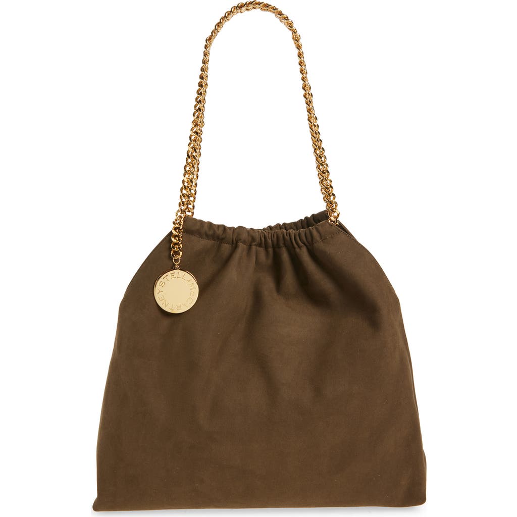 Stella Mccartney Medium Falabella Faux Suede Drawstring Tote In Brown