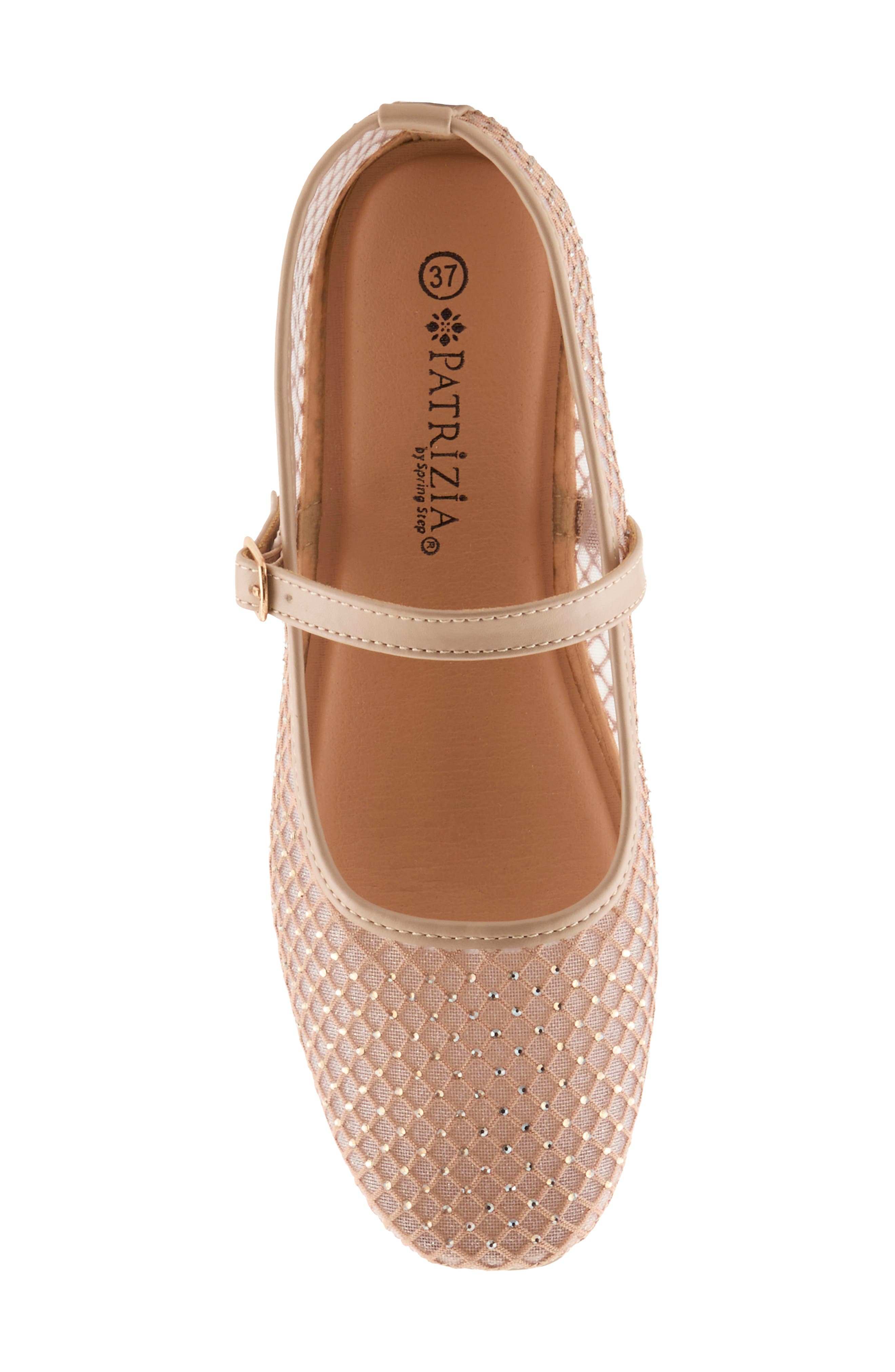 Sharkey Rhinestone Mesh Mary Jane Flat, Alternate, color, BEIGE