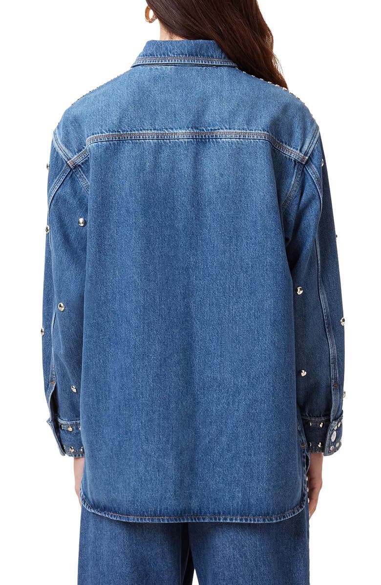 AllSaints Alba Stud Detail Denim Button-Up Shirt, Alternate, color, 