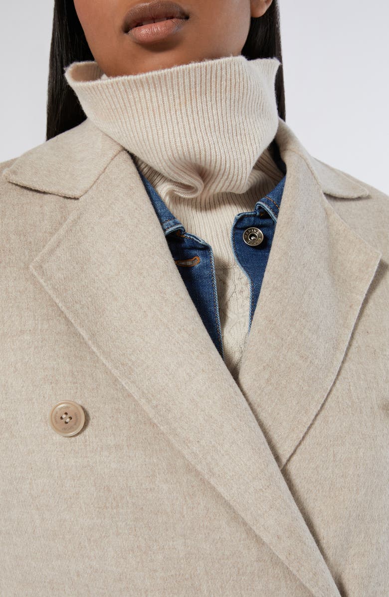 Marina Rinaldi Palio Double Breasted Stretch Virgin Wool Coat, Alternate, color, Ecru