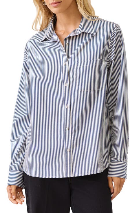 Stripe Cotton Button-Up Shirt