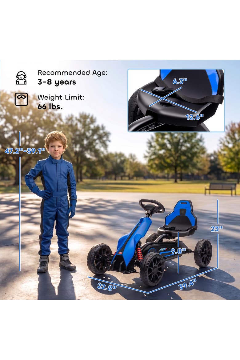 12V Kids Electric Go Kart, EVA Tires, 2 Speeds, Black, Alternate, color, Blue