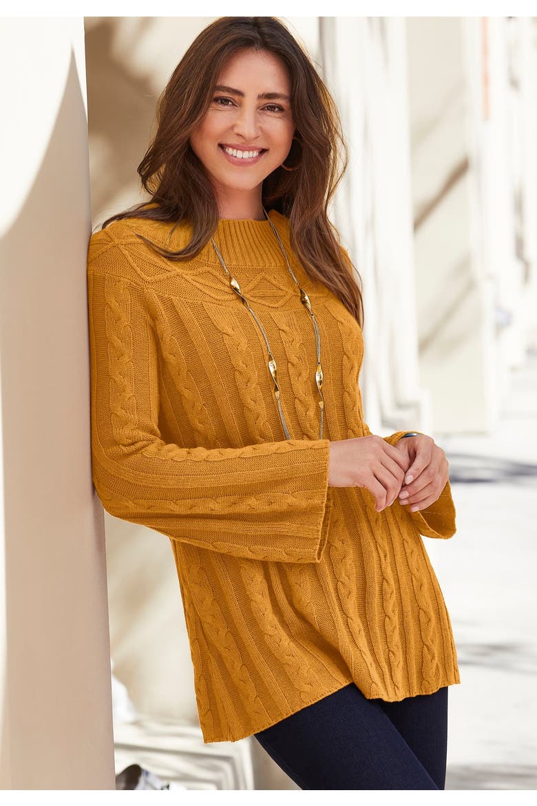 Cable Sweater Tunic, Alternate, color, SLATE GREY