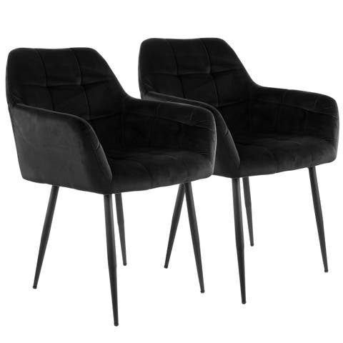 2 Piece Velvet Tufted Accent Chair with Metal Legs