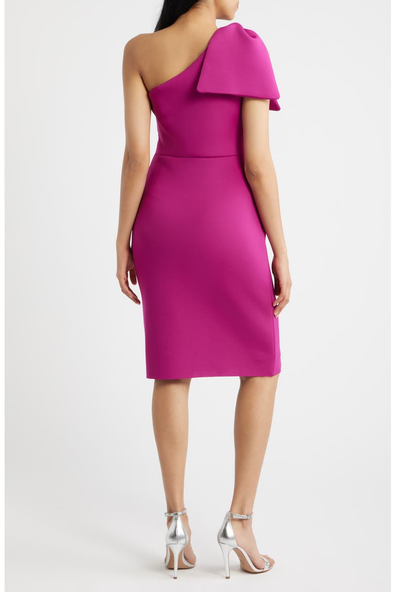 Pleated One-Shoulder Sheath Dress, Alternate, color, MAGENTA