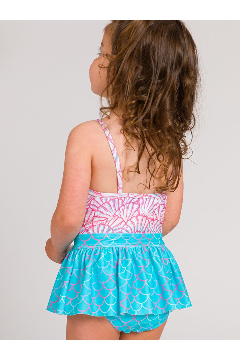 Toddler Girls UPF50+ Big Bow Skirted One Piece, Alternate, color, Pink Magical Mermaids
