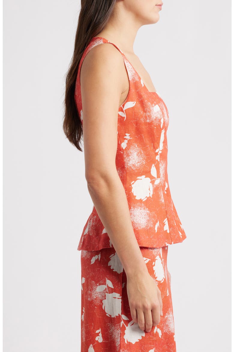 Mina Abstract Floral Peplum Top, Alternate, color, SUNROSE ROSSO