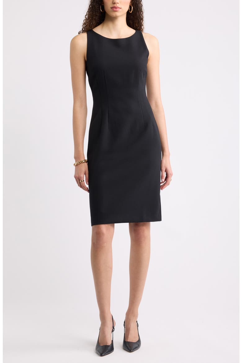 Sleeveless Seamed Sheath Dress, Main, color, BLACK