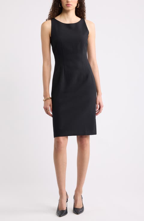 Sleeveless Seamed Sheath Dress