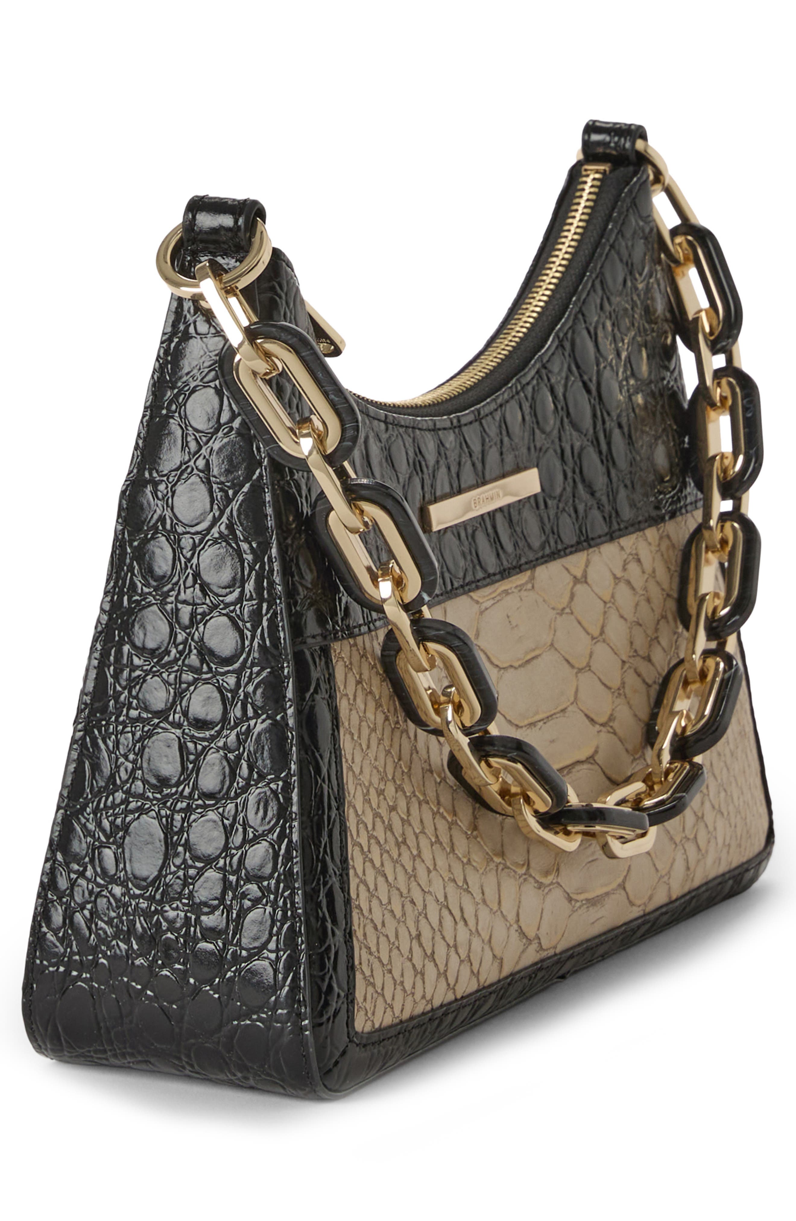 Mod Esme Croc Embossed Leather Shoulder Bag, Alternate, color, BLACK MULTI