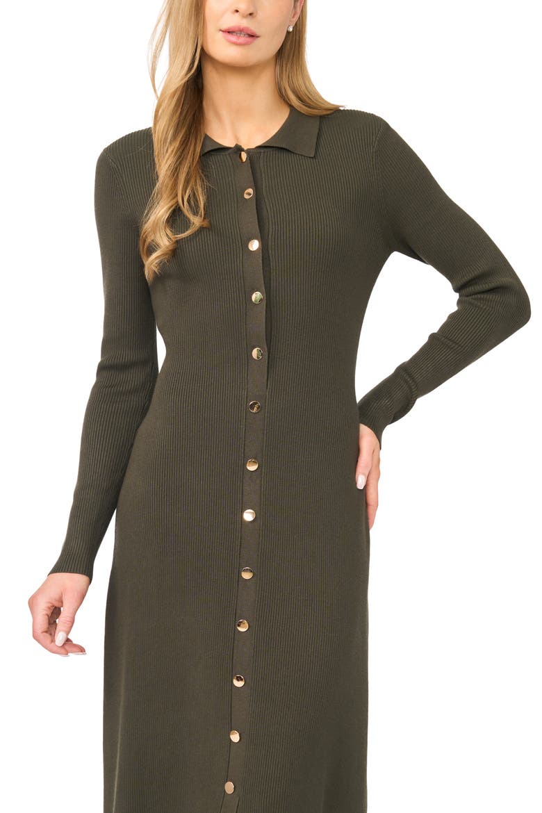Ivy Johnny Collar Ribbed Sweater-Dress, Alternate, color, MIDNIGHT OLIVE