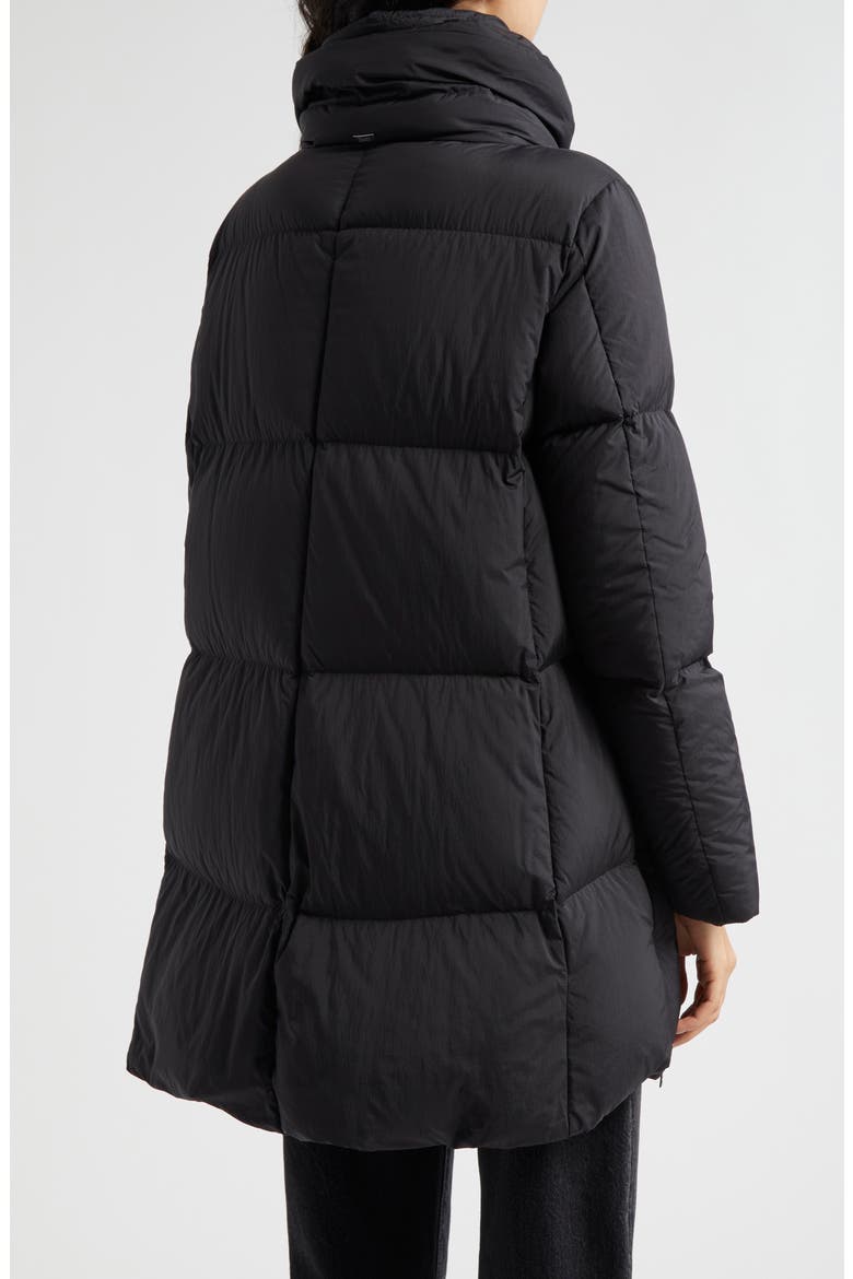 Box Quilted Water Resistant Down Coat, Alternate, color, BLACK