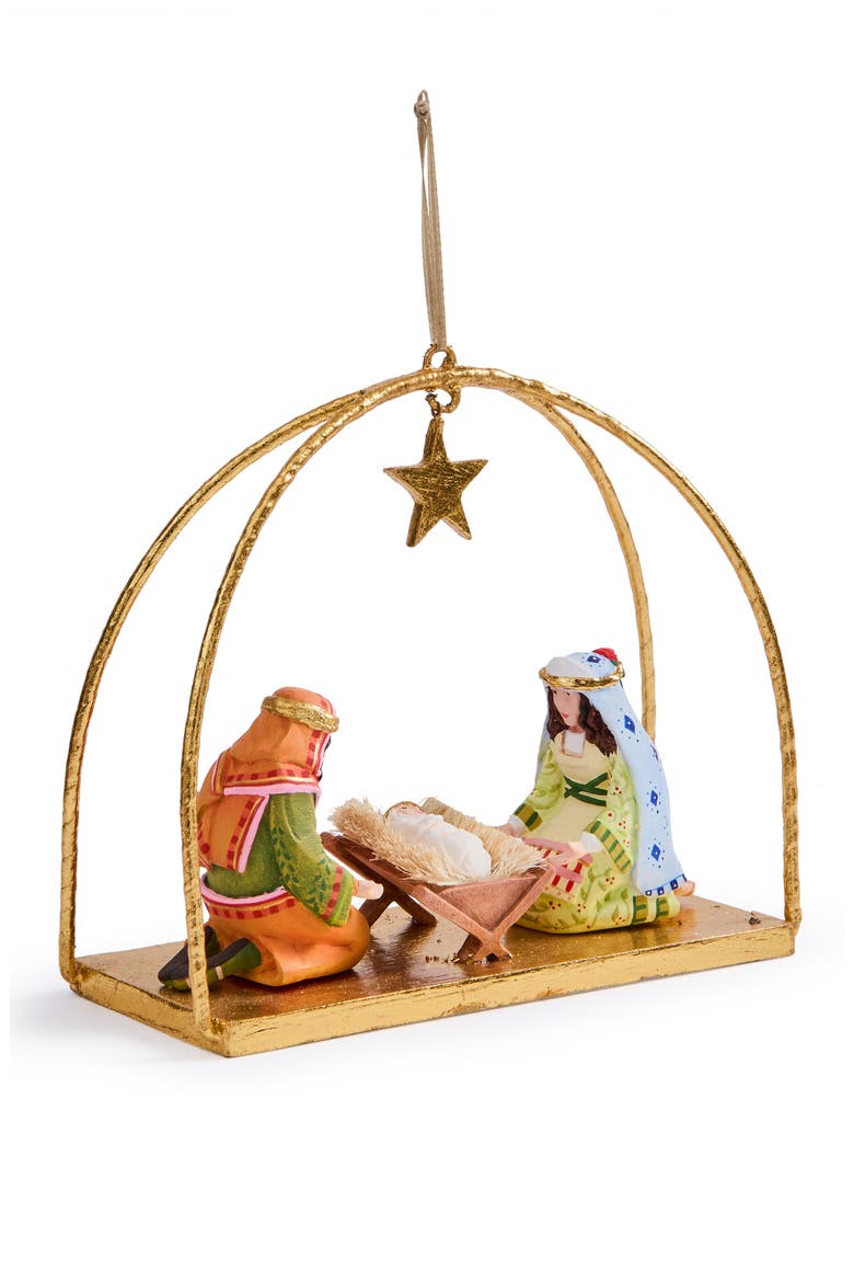 Patience Brewster Nativity Ornament, Main, color, GOLD