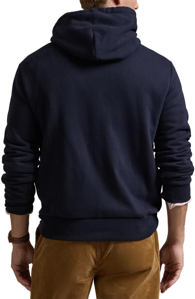 Polo Ralph Lauren Leather Logo Fleece Hoodie, Alternate, color, 