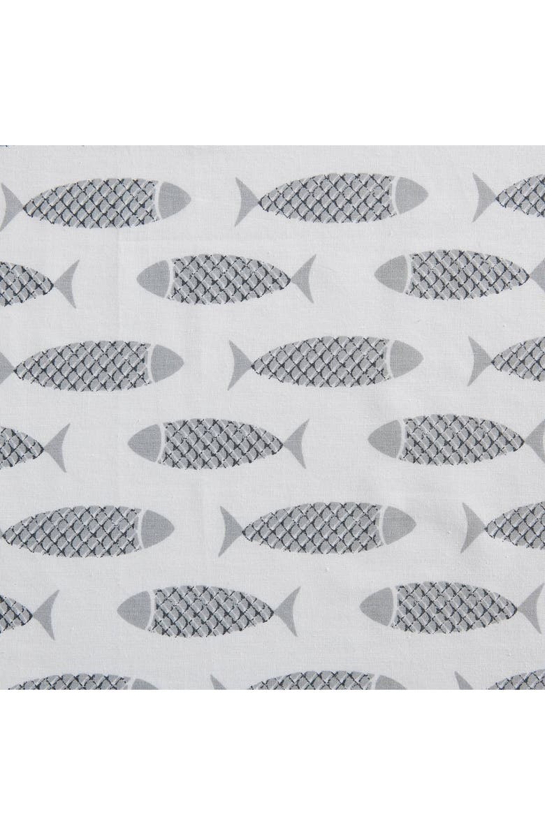 Nautica Woodblock Fish Cotton Percale Sheet Set, Alternate, color, Grey